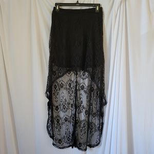 NWT Forever 21 Lace Over Nylon High Low Skirt